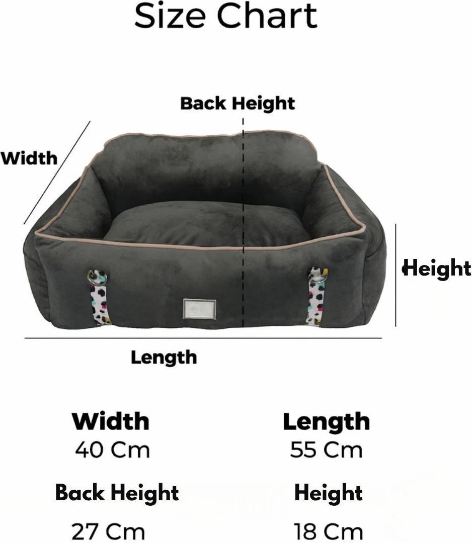 Shtrat për kafshë Paw Go, ngjyrë antracit, Paws & Whiskers, 40x55x15cm