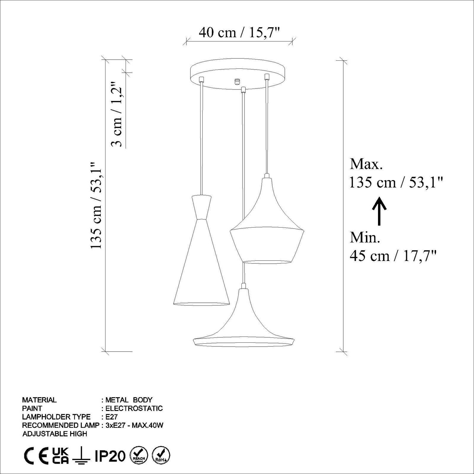 Llambë tavani Opviq Tom - 3556, portokalli