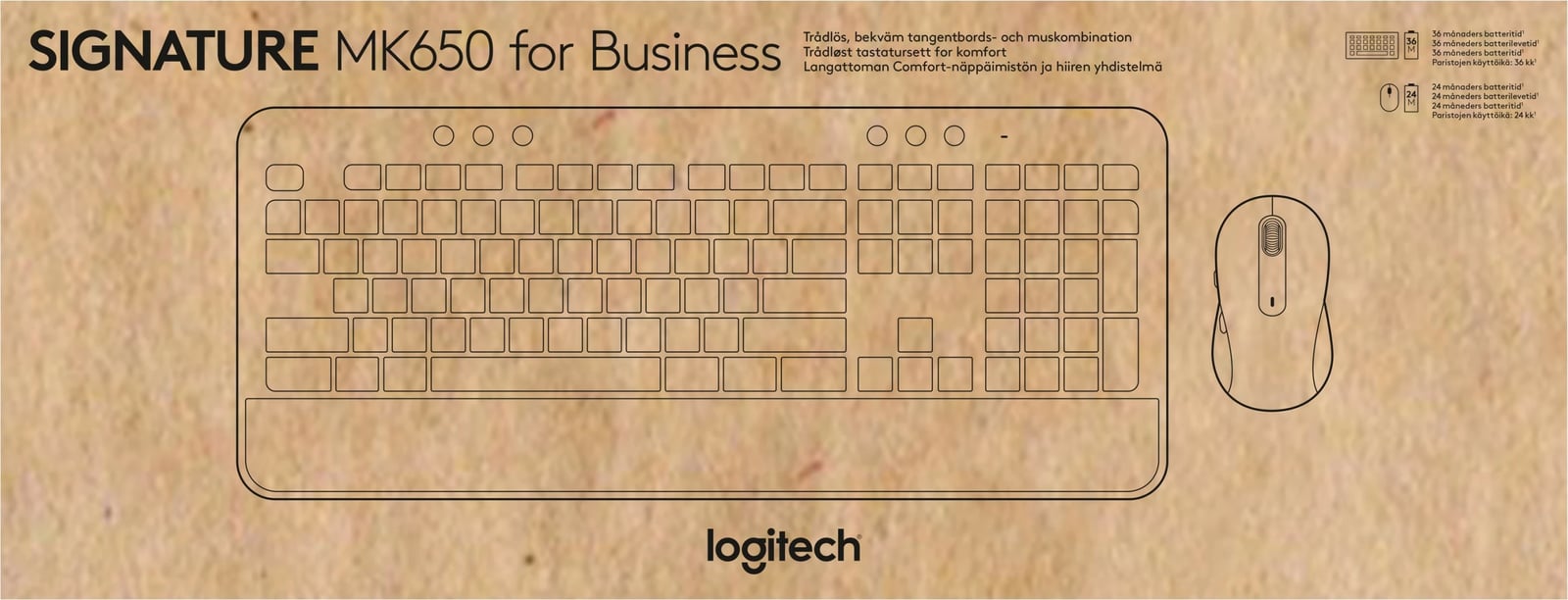 Kombo maus dhe tastierë Logitech Signature MK650, Wireless, Bluetooth, QWERTY, Grafit