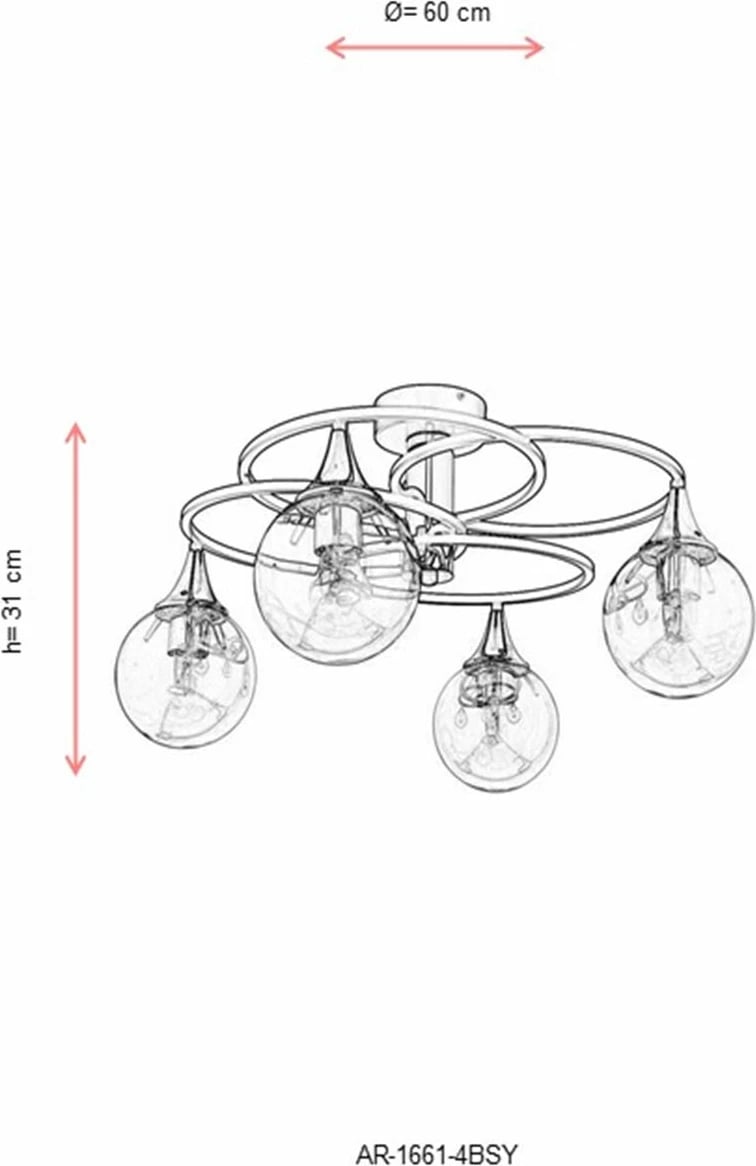 Llambë tavani Opviq, AR-1661-4BSY, e zezë dhe bronzi
