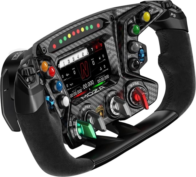 Timon sim-racing Moza Racing RS070 Lamborghini Essenza SCV12, me ekran 4.3", fibra karboni, i zi