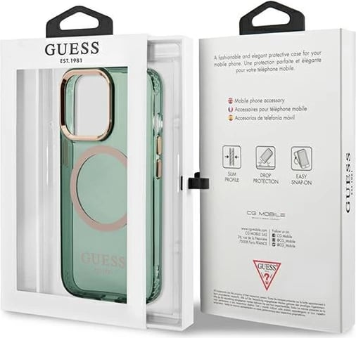 Mbështjellës Guess GUHMP13LHTCMA për iPhone 13 Pro/13 6.1", MagSafe, i fortë, Gjelbër