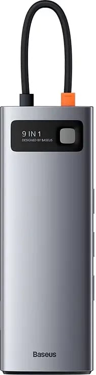 Kasë Baseus Metal Gleam Series CAHUB-CU0G 9-në-1, USB-C, HDMI, VGA, Ethernet, Gri