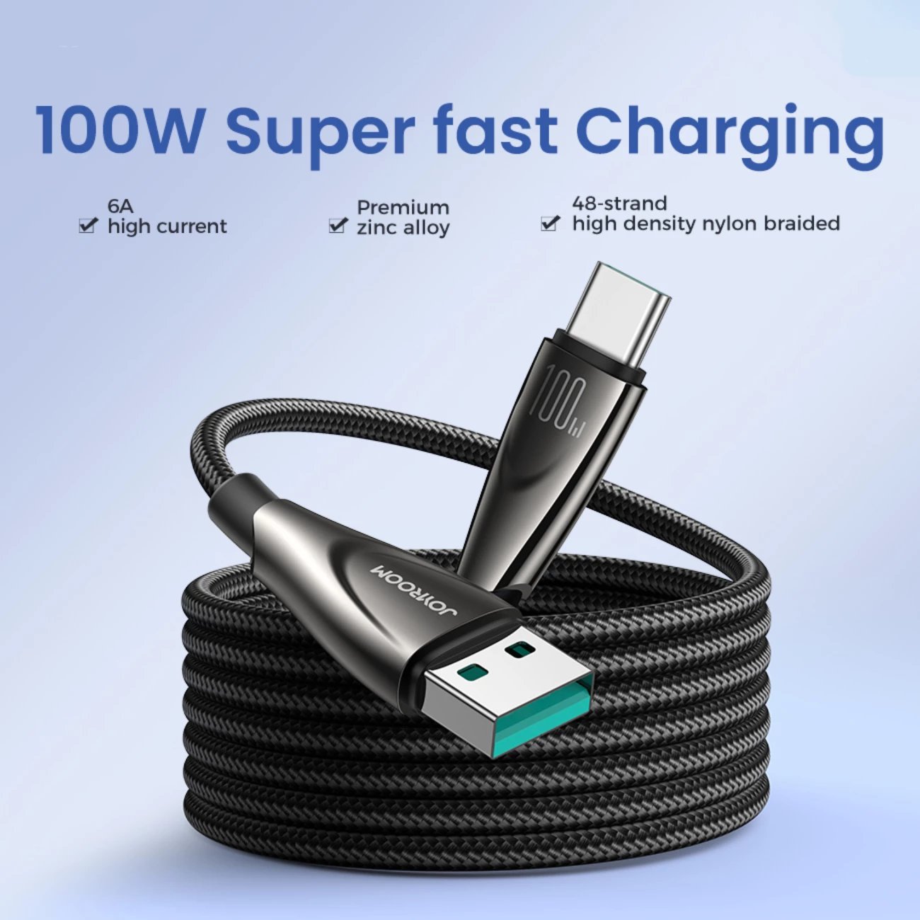 Kabllo karikimi dhe të dhënash Joyroom Pioneer Series SA31-AC6, USB-A në USB-C, 1.2m, 100W, e zezë