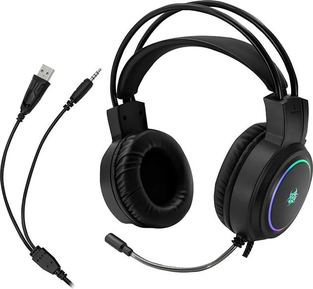 Kufje gaming Tracer GameZone GZ X1 50 mm, me mikrofon, 3.5 mm, RGB, kabllo 1.9 m, stereo, zezë