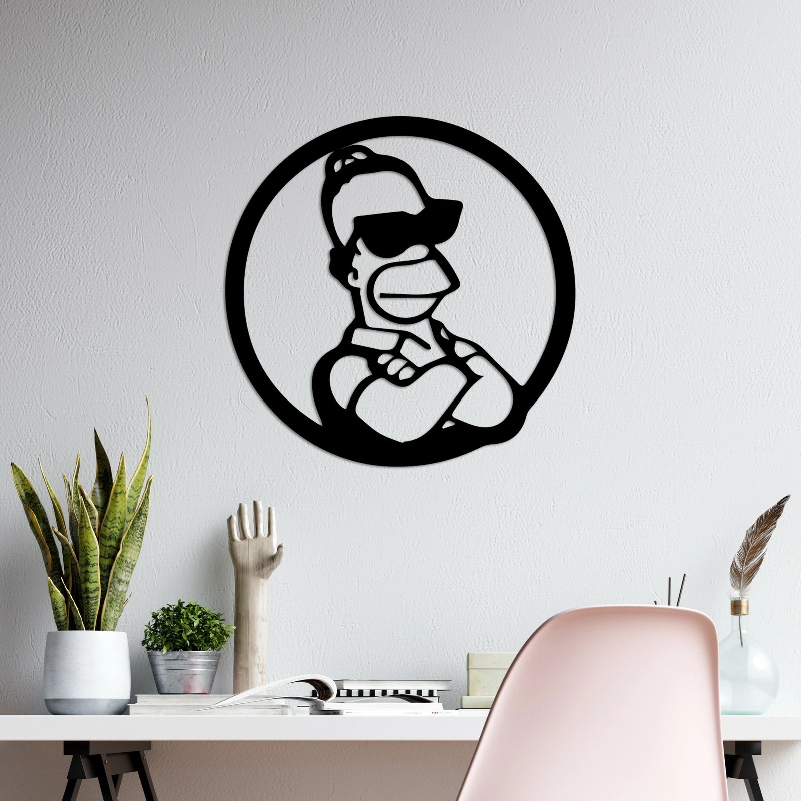 Aksesor dekorativ metalik për mur, Wallity, Sımpson 3, ngjyrë e zezë, 33x33cm