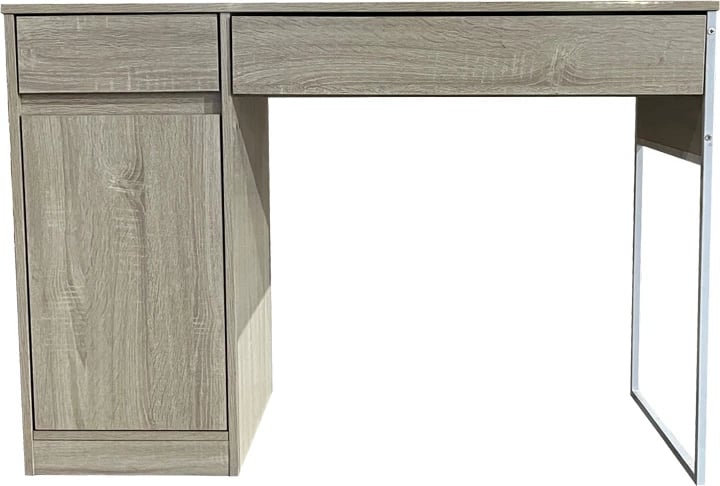 Tavolinë pune, ngjyrë natyrale, këmbë metalike të bardha, 110x50x76cm