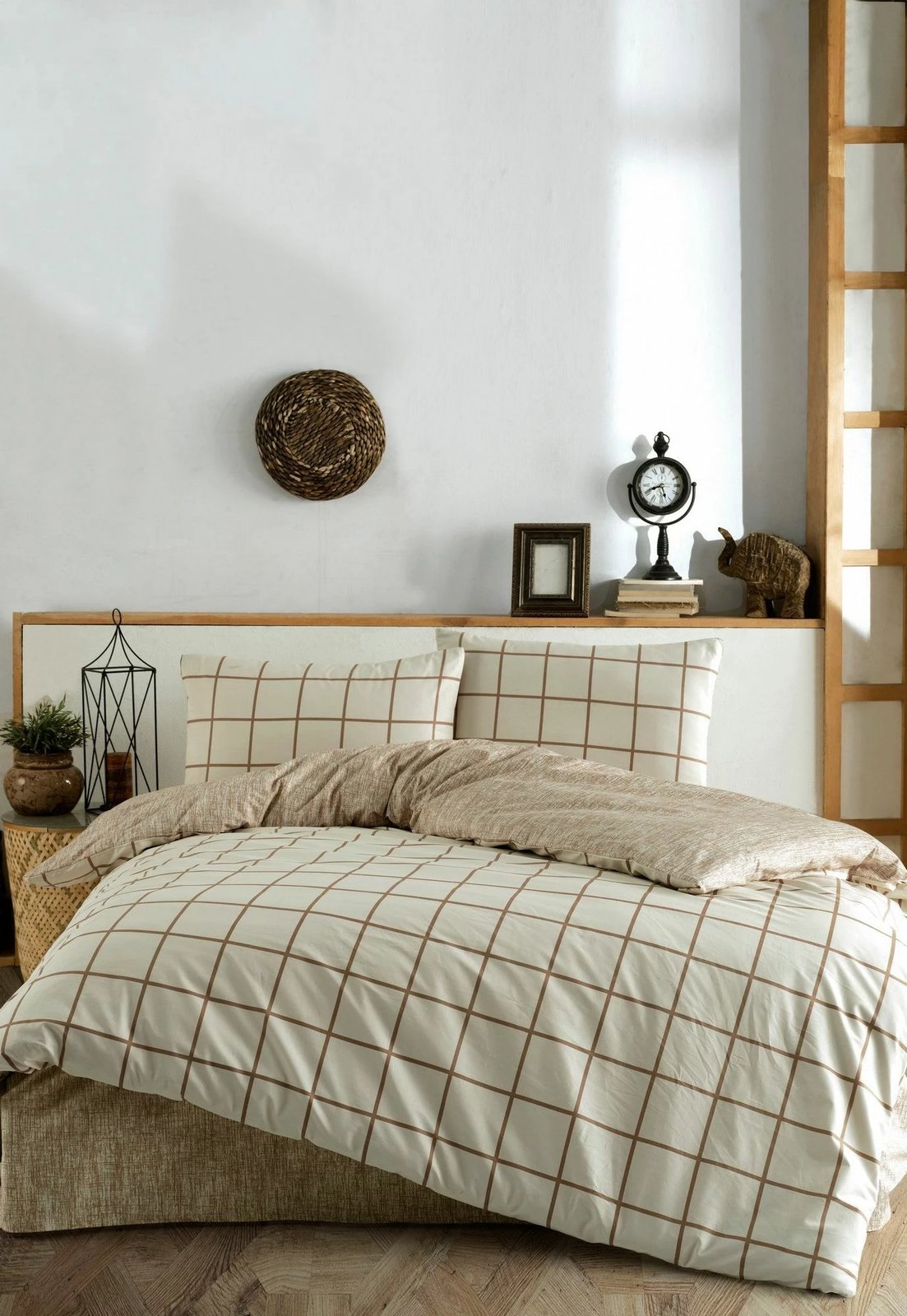 Set mbulesë për jorgan njëpersonësh, kare, ngjyrë krem, L'essentiel