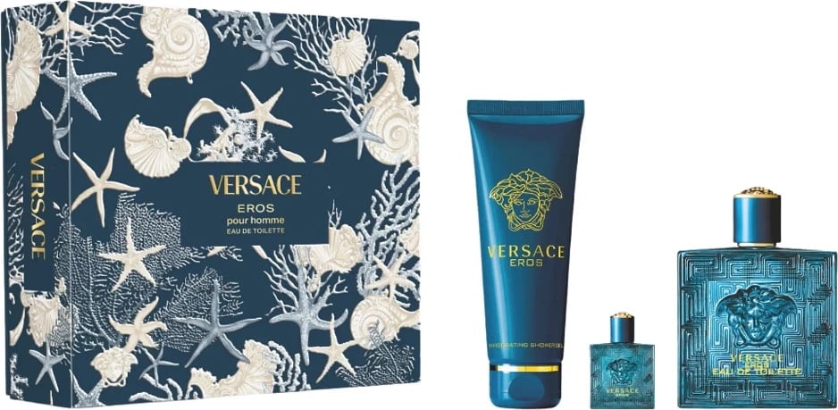 Set Eau de Toilette dhe xhel dushi për meshkuj Versace Eros Pour Homme 100ml + 5ml + 150ml