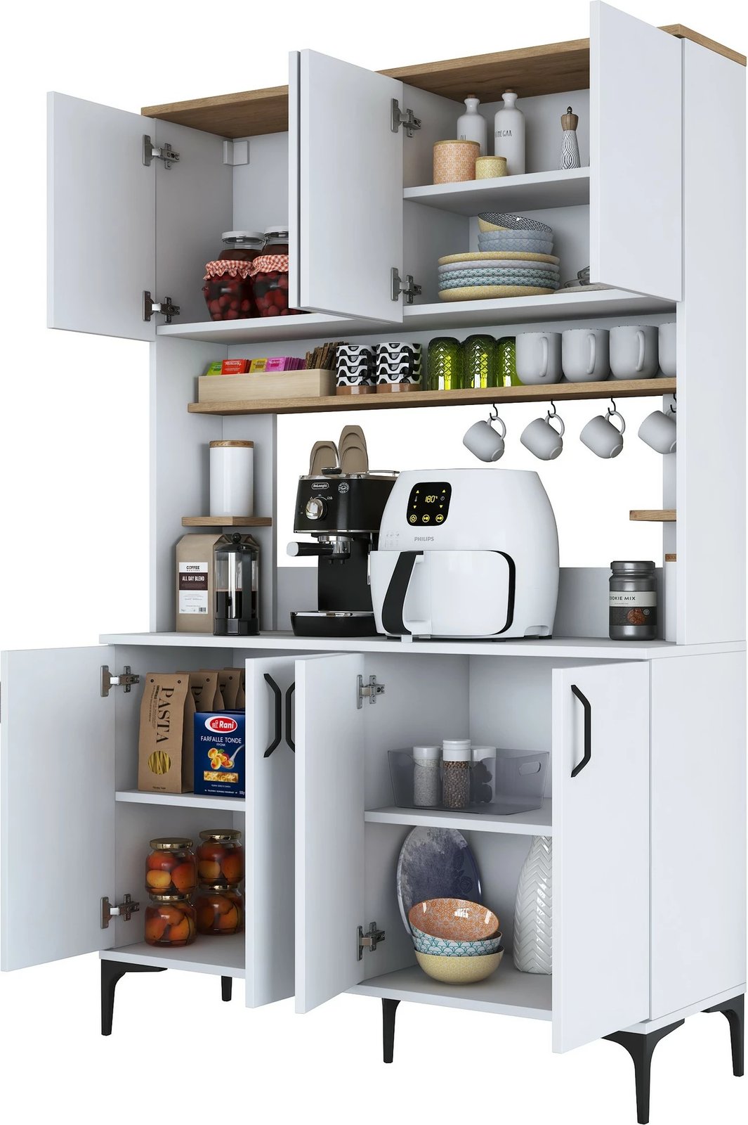 Dollap multifunksional Hanah Home, JE176 - 3291, ngjyrë e bardhë dhe arre