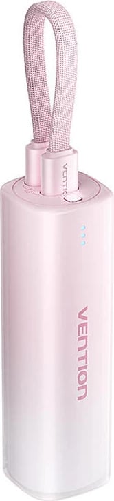 Powerbank Vention FHWR0, 5000mAh, 20W, me kabllo USB-C në Lightning, rozë