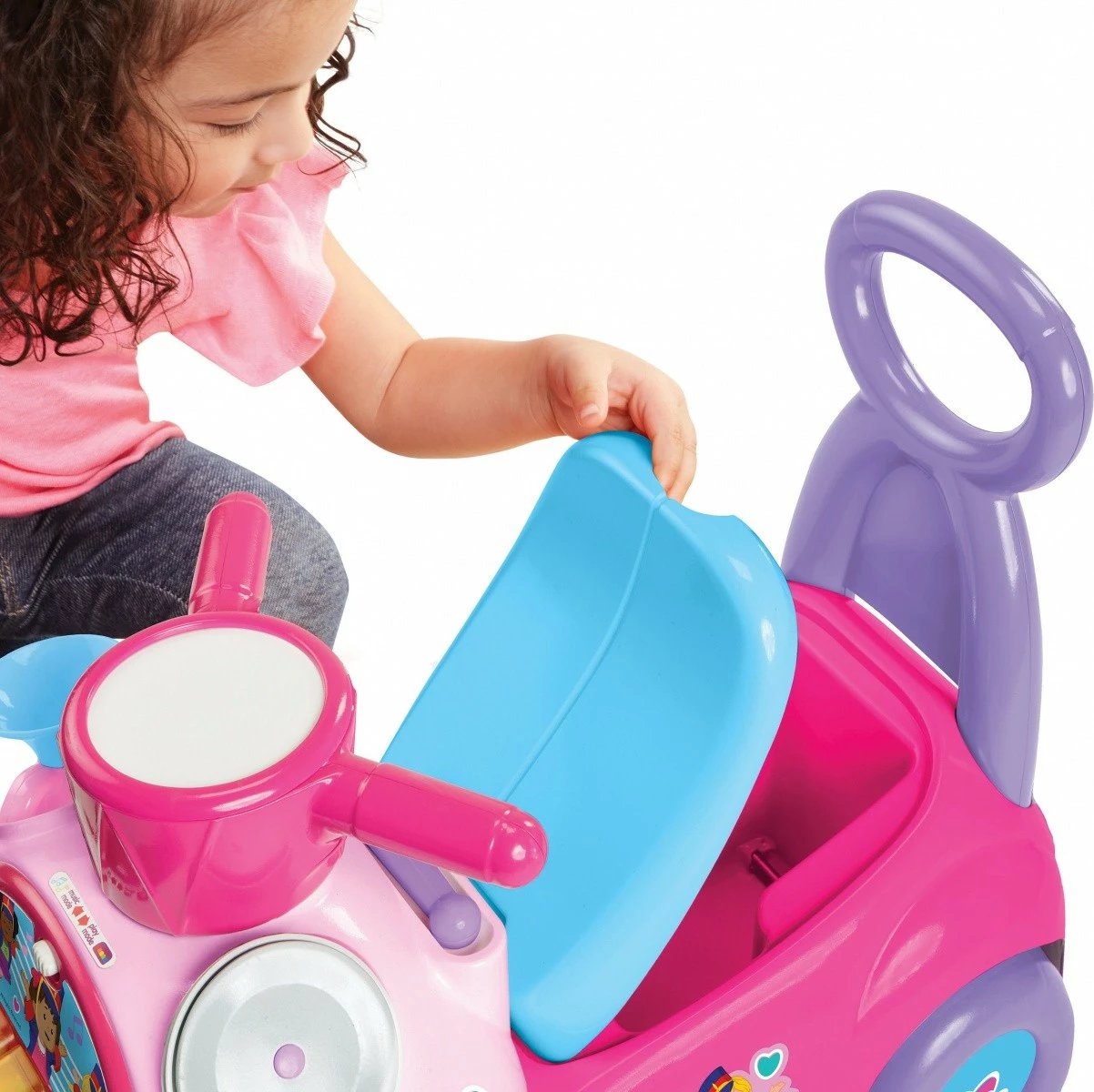 Lodër ride-on Pulio Fisher Price Musical Parade, për vajza, me muzikë, rozë/vjollcë