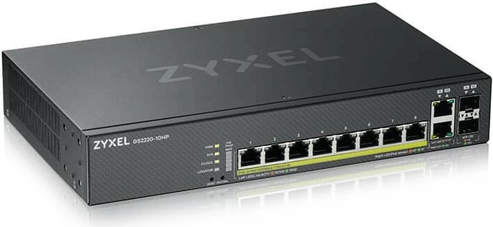 Switch i menaxhuar Zyxel GS2220-10HP, 8xGbE, PoE, 1 vit NCC Pro Pack, i zi
