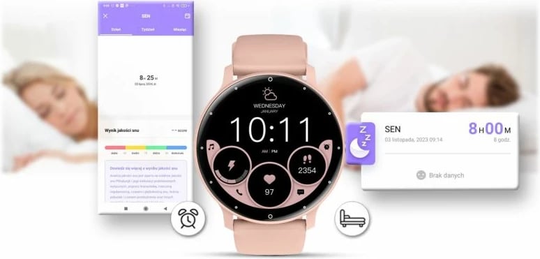 Smartwatch Gravity për femra, rozë dhe kaltër