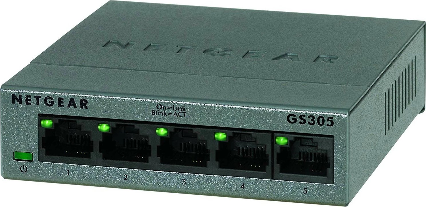 Switch Netgear GS305, 5 porta, Gigabit Ethernet, Desktop, i zi