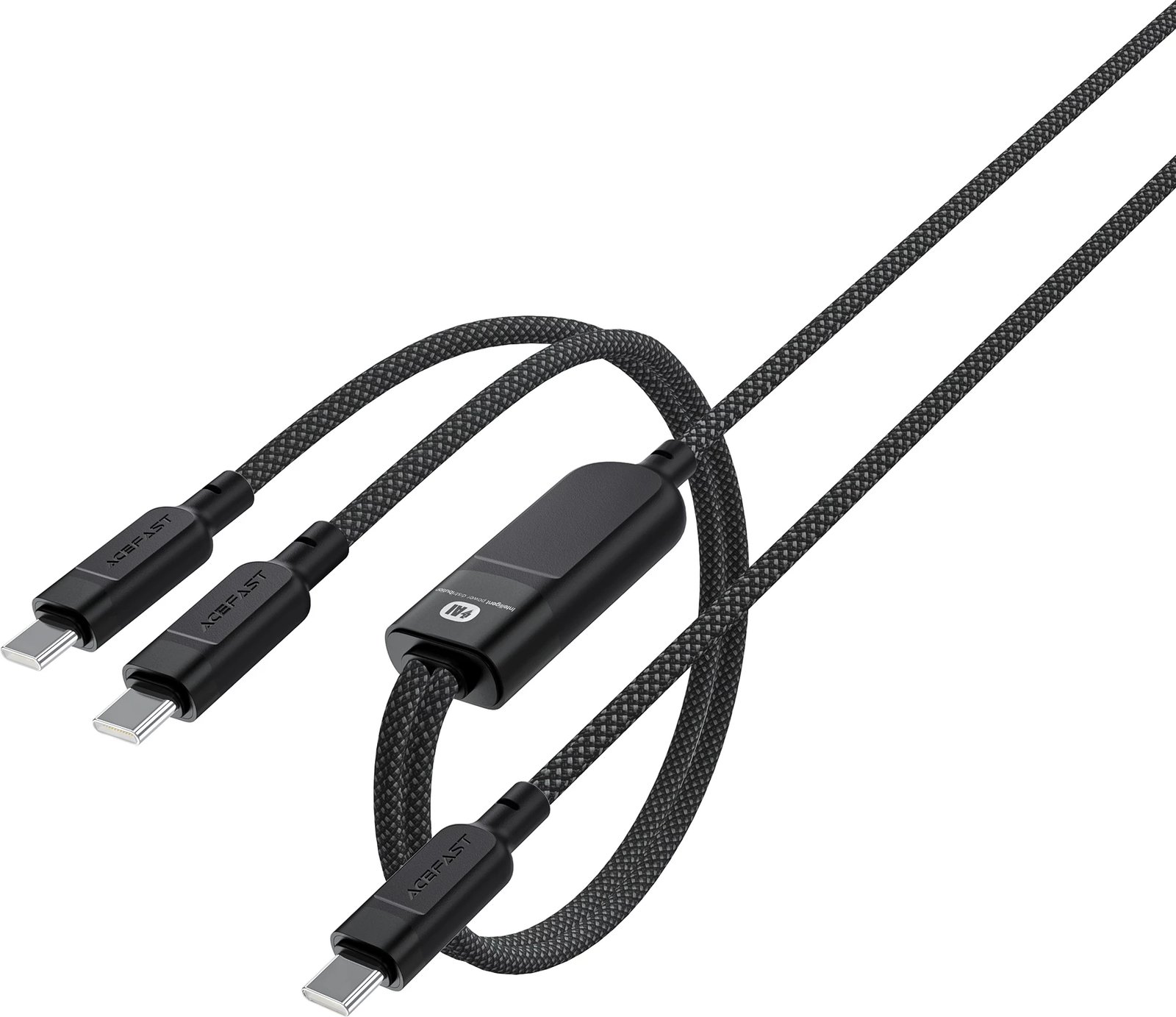 Kabllo Acefast C5-11 USB-C në USB-C 2në1, 1.2m, 100W, E zezë