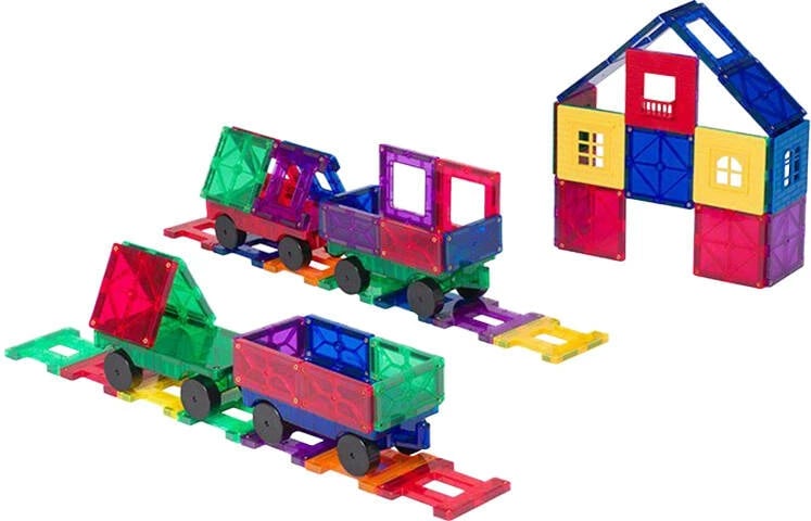 Set lodrash magnetike Playmags 3D Train, 50 pjesë, shumëngjyrëshe