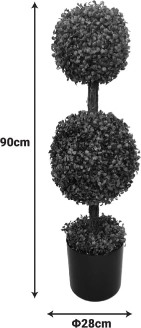 Bimë dekorative Bolla II, vazo e zezë, 28x90cm, set prej 2 copësh