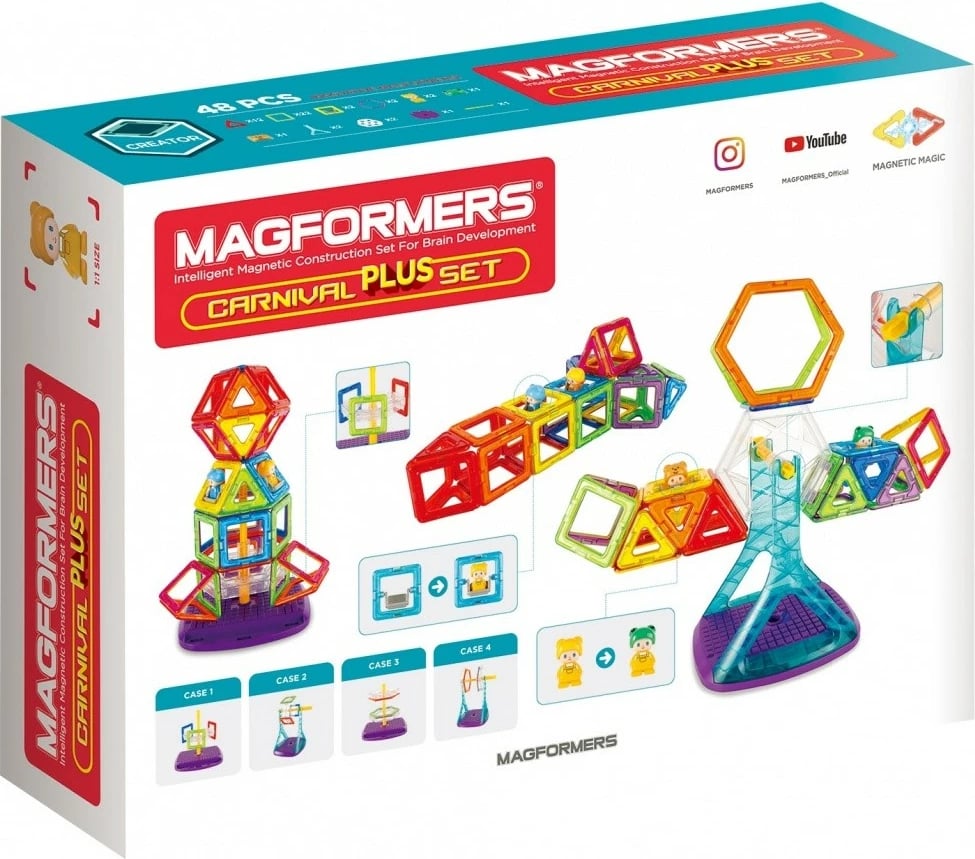 Set lodrash magnetike Magformers Creator 48 pjesë, shumëngjyrëshe