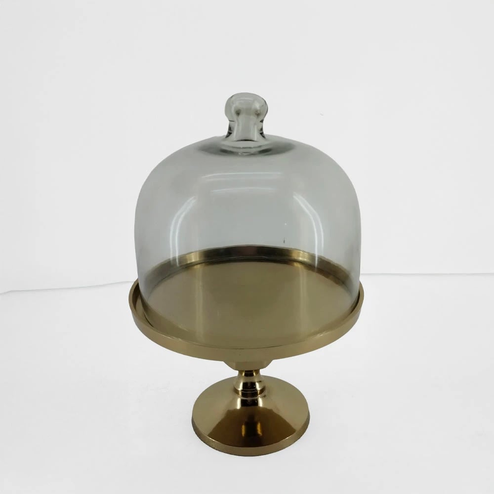 Kupë MOLDE me kapak, alumin, xham, ngjyrë ari, 24x24x37cm