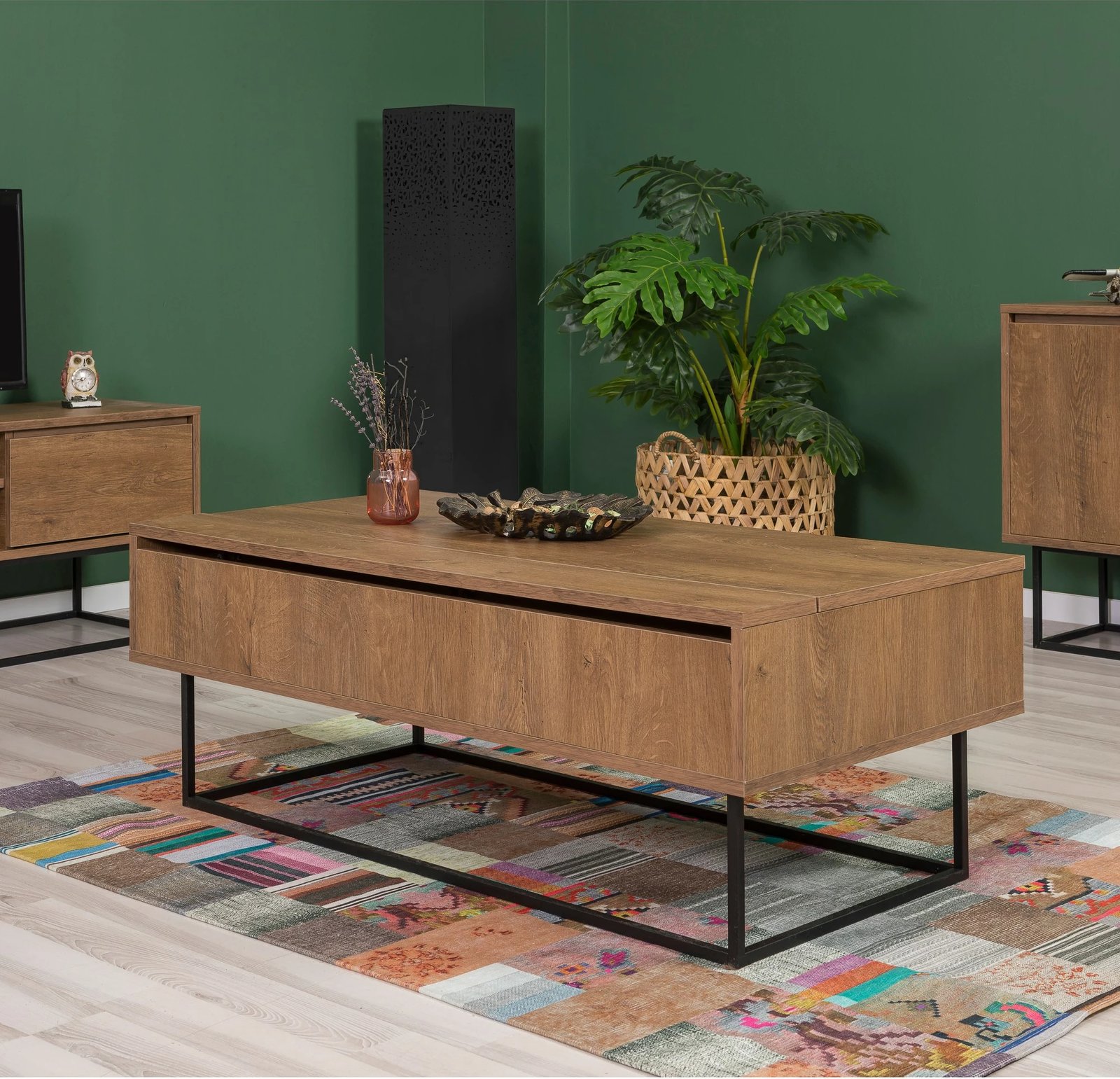 Set mobiljesh për dhomë dite Skye Decor, Laxus Takım 13, ngjyrë arre dhe e zezë