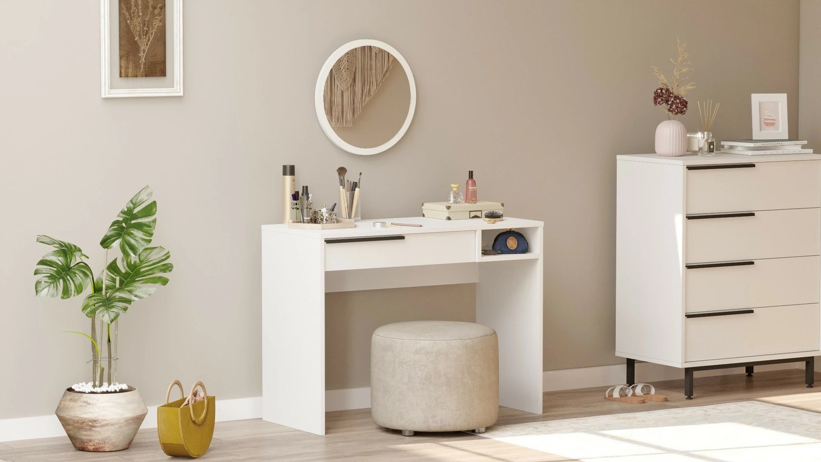 Tavolinë grimi Skye Decor, e bardhë, On18-W