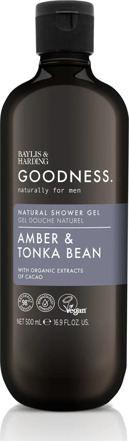Xhel për dush Baylis & Harding GOODNESS AMBER & TONKA BEAN NATURAL, 500 ml