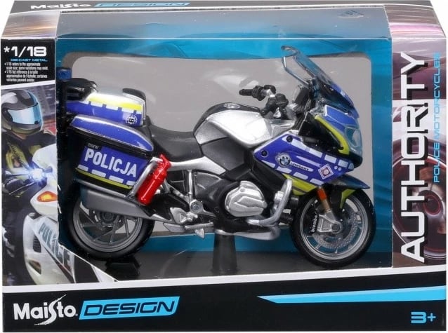 Model motoçiklete metalike Maisto Poland Police 1:18, zi/blu/argjend