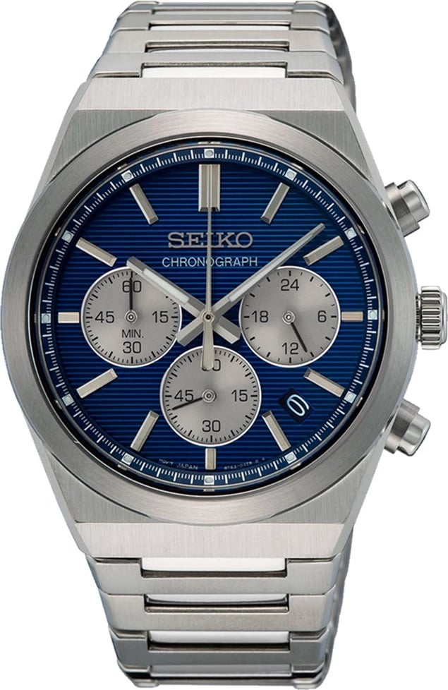 Orë dore SEIKO SSB453P1 për meshkuj, e kaltër