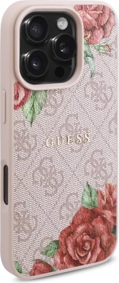 Mbështjellës Guess GUHMP16LP4ROPEMCP për iPhone 16 Pro 6.3", hardcase, MagSafe, rozë