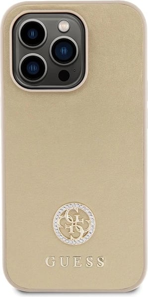 Mbështjellës Guess GUHCP15XPS4DGPD për iPhone 15 Pro Max 6.7", hardcase, Strass Metal Logo, ari