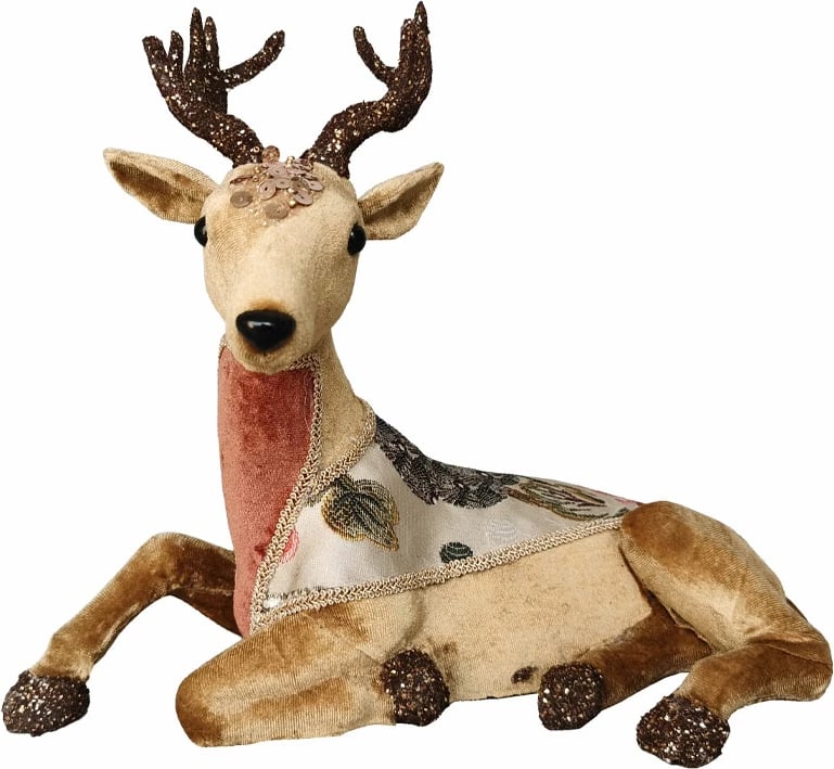 Dekor për Krishtlindje, drer DASHER, material shkumë dhe tekstil, shumëngjyrësh, 31x22x27 cm