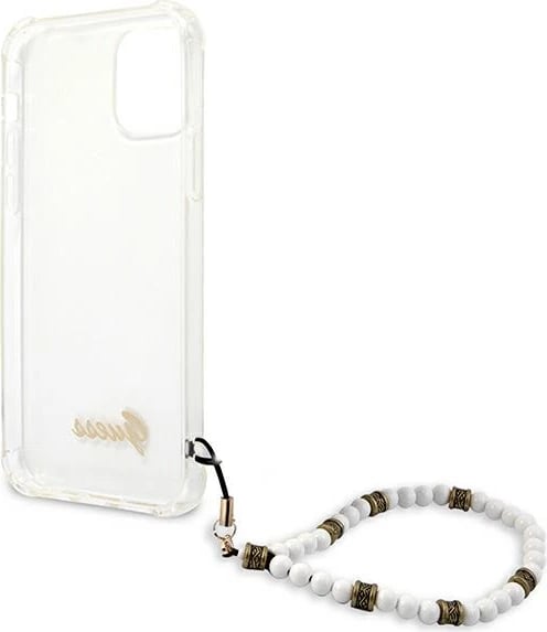 Mbështjellës Guess GUHCP12MKPSWH për iPhone 12/12 Pro 6.1", transparent me varëse perlë Mbështjellës Guess GUHCP12MKPSWH për iPhone 12/12 Pro 6.1", transparent me varëse perlë