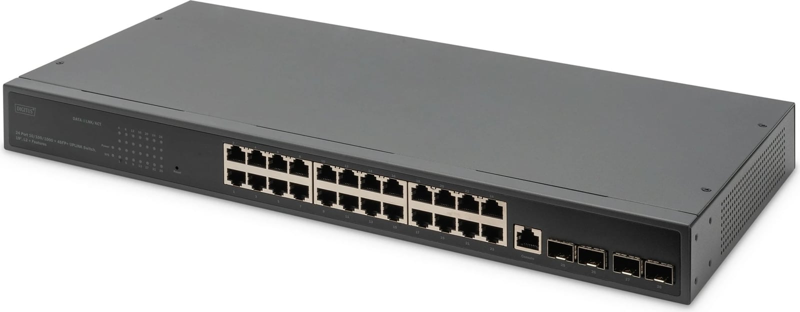 Switch Digitus 24 porte Gigabit + 4x SFP+ managed, rack 19", i zi