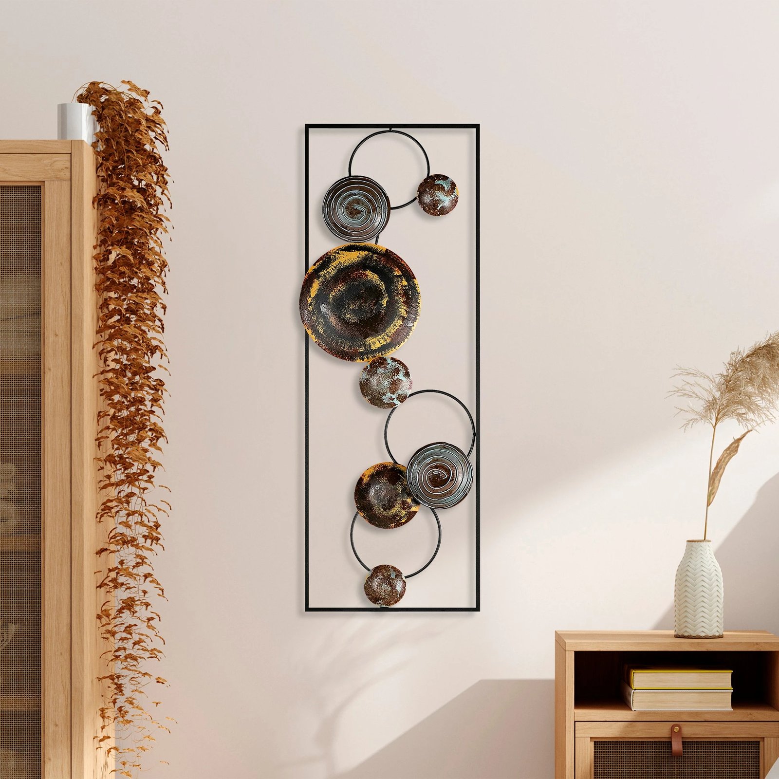 Aksesor dekorativ metalik për mur Wallity, teksturë, shumëngjyrësh - 5