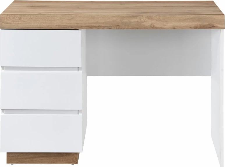 Tavolinë pune me 3 sirtarë, e bardhë/natyrale, 110x50x76 cm