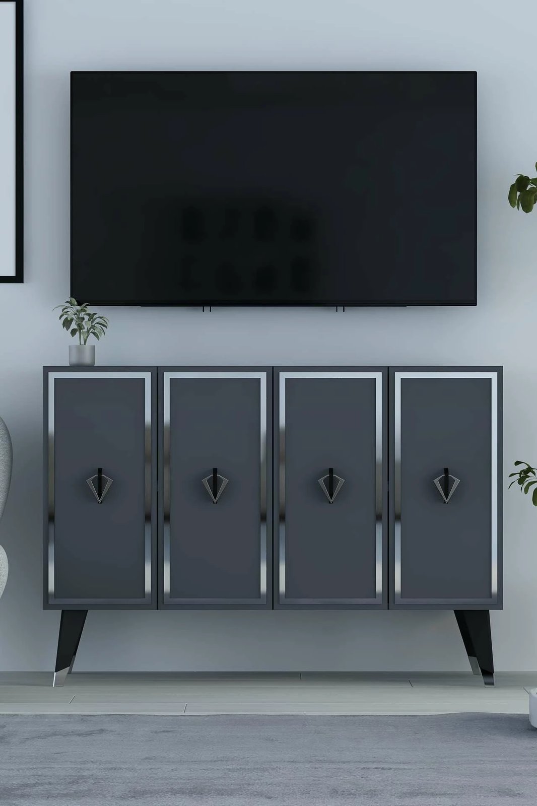 Konsol Skye Decor, 8175KM-32, antracit, e zezë, argjend