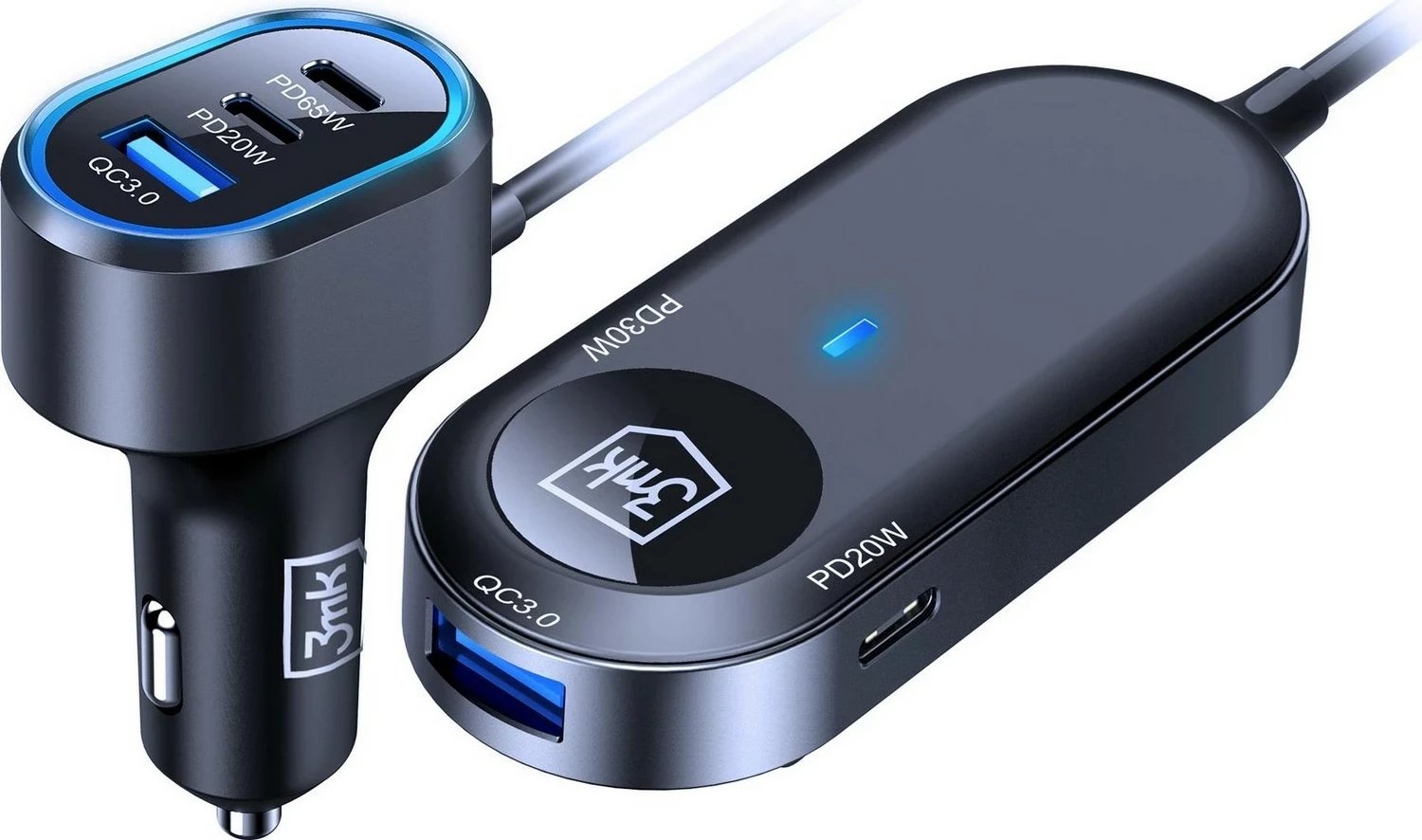 Karikues veture 3MK Double Car Charger 135W, 4x USB-C, 2x USB-A, i zi