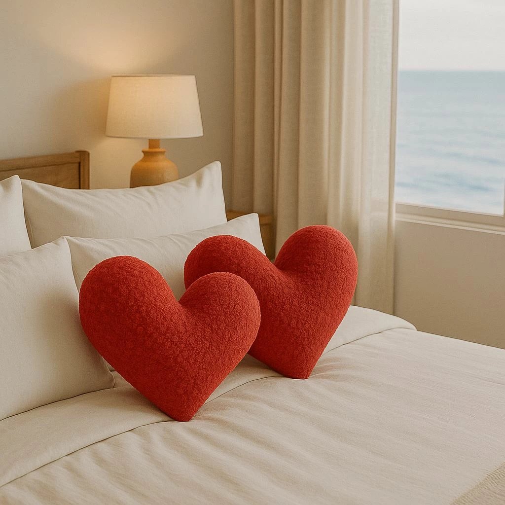 Jastëk dekorativ zemër, Teddy Kalp Big, i kuq, Evila Originals