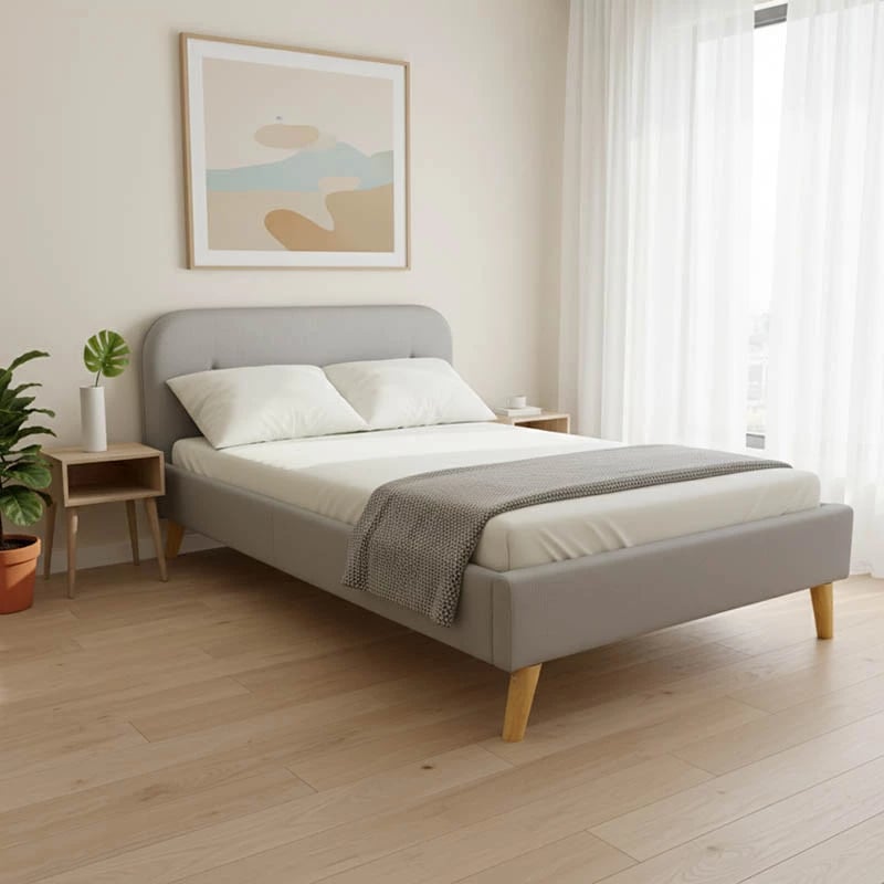 Krevat LumiLux, stof gri, 160x200cm