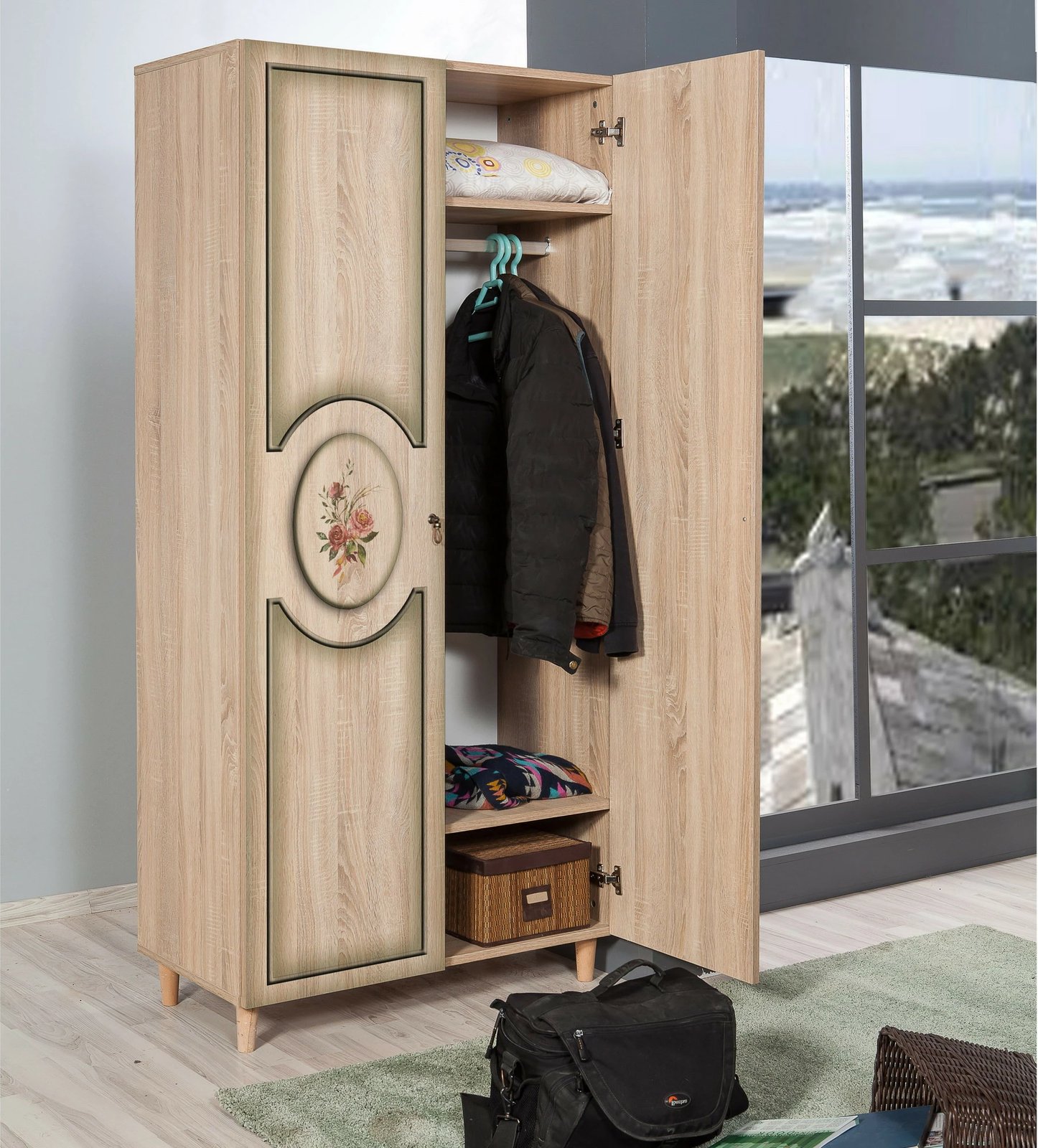 Dollap Hanah Home, model Stil - 421, ngjyrë lisi Sonoma