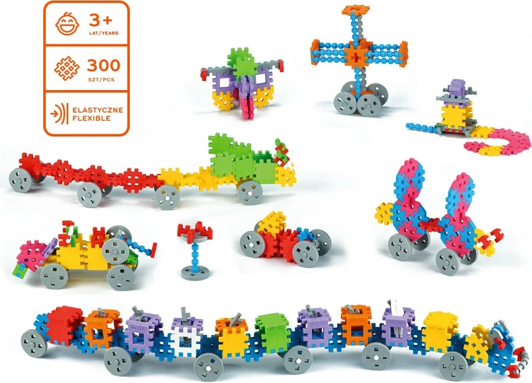 Blloqe ndërtimi Mini Waffle Marioinex, 300 copë, plastikë, shumëngjyrëshe, set