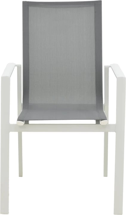 Karrige për kopsht Dashiell metalike e bardhë textilene gri e lehtë 71x58x94cm