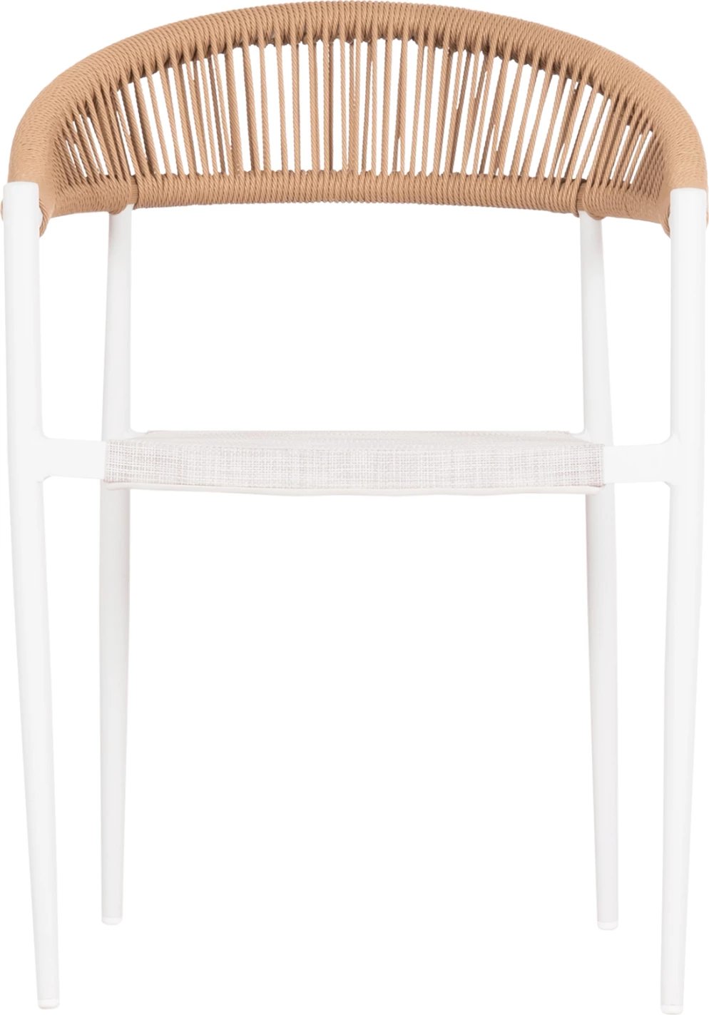 Karrige për ngrënie në natyrë BERG, alumini & tekstilene, ngjyrë e bardhë, ratan i përdredhur, 55x56x79cm