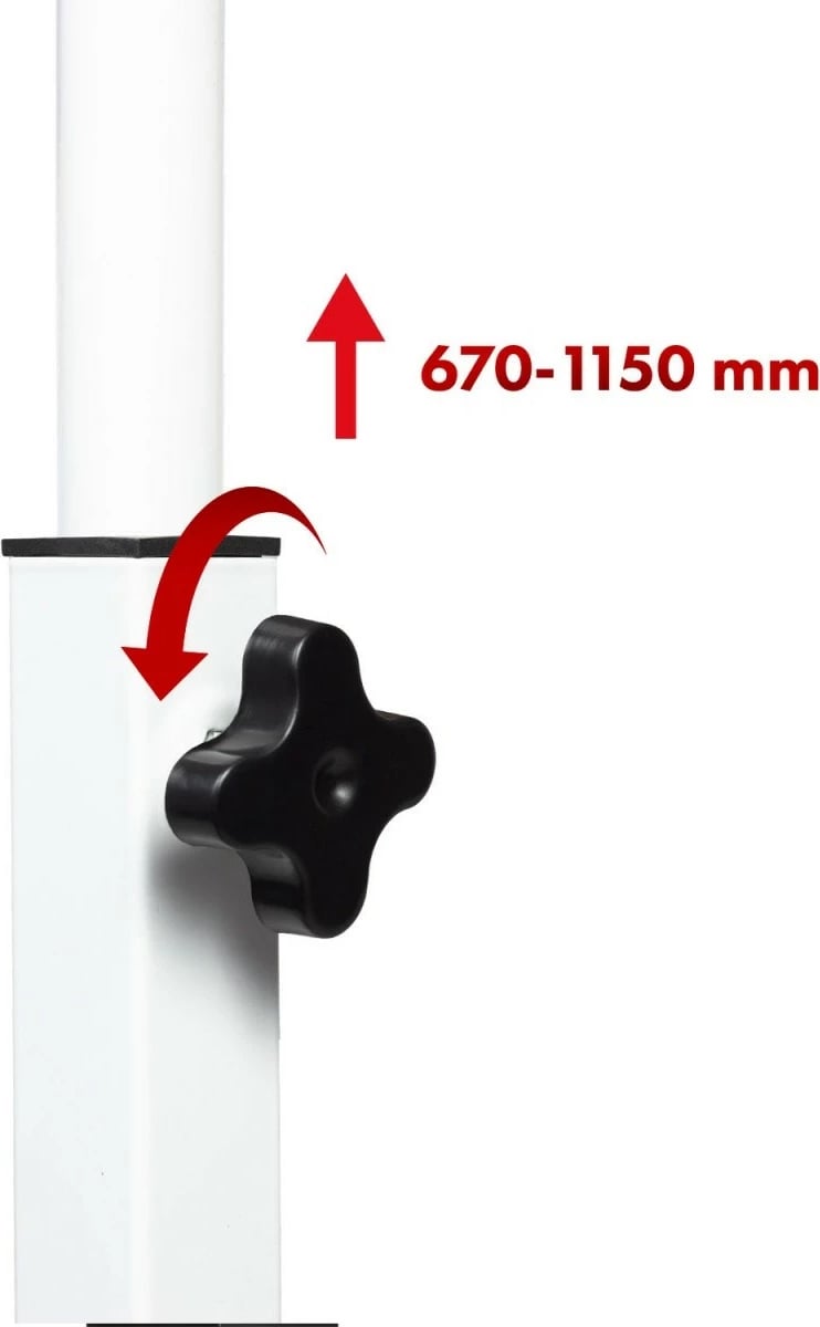 Tavolinë lëvizëse me rregullim lartësie, Maclean MC-124 W, 67–115 cm, 80x60 cm, 50 kg, e bardhë/dru