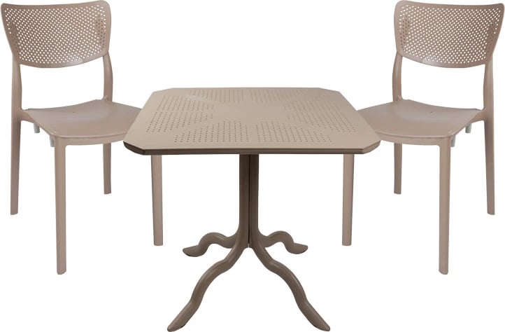 Set tavolinë me dy karrige për kopsht ose ballkon, ngjyrë kapuçino, Icon-Ignite, 3 copë