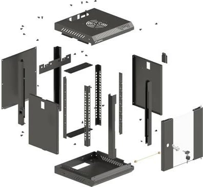 Kasë RACK LANBERG 10" 4U, e zezë, dyer xhami
