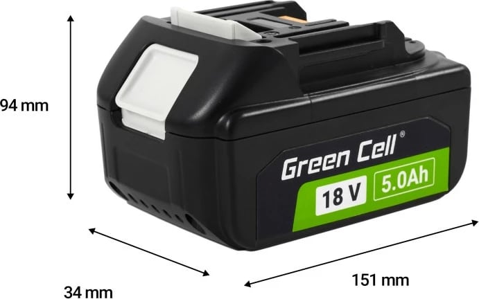 Bateri rikarikueshme Green Cell PTMA18V5 për Makita LXT 18V, 5Ah, Li-Ion, e zezë