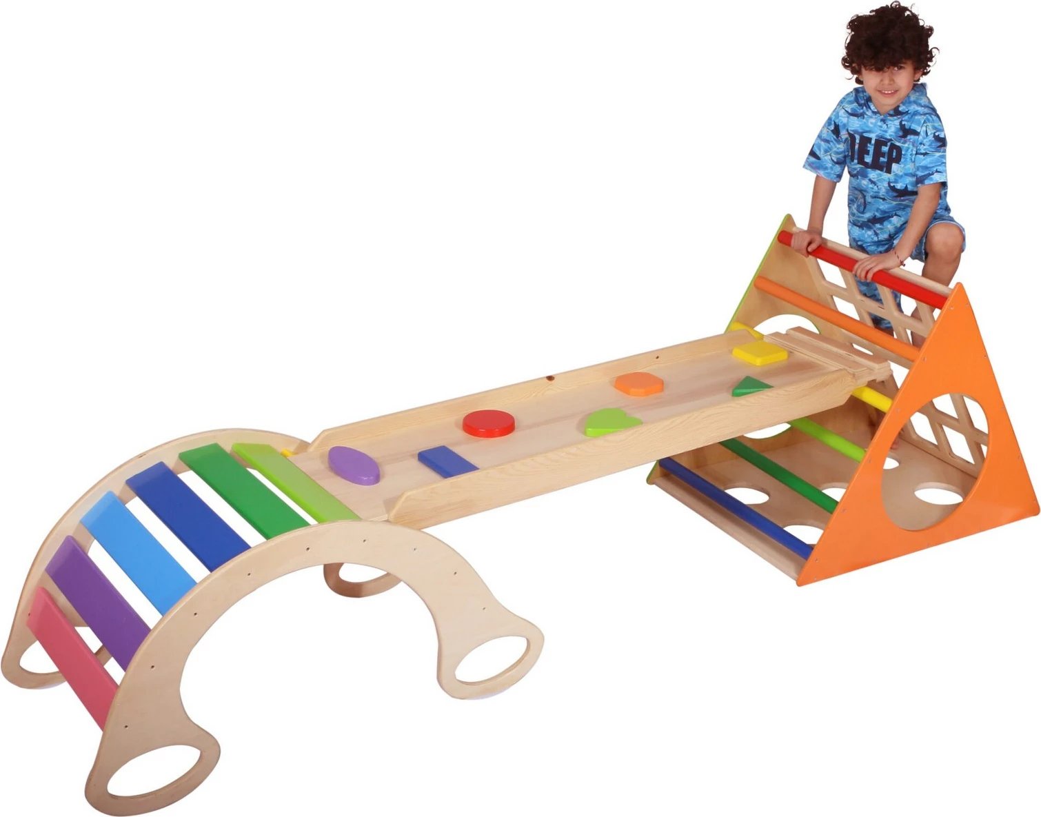 Lodër druri për fëmijë, shumëngjyrëshe, set Prisma Skye Decor