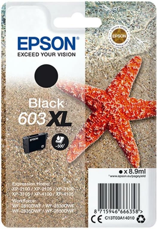 Fishek boje, Epson, 603XL C13T03A14010, rendiment i lartë 8.9 ml deri 500 faqe, e zezë